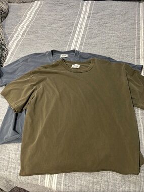 Men’s Elwood Cropped T-Shirts - Olive Green + Blue